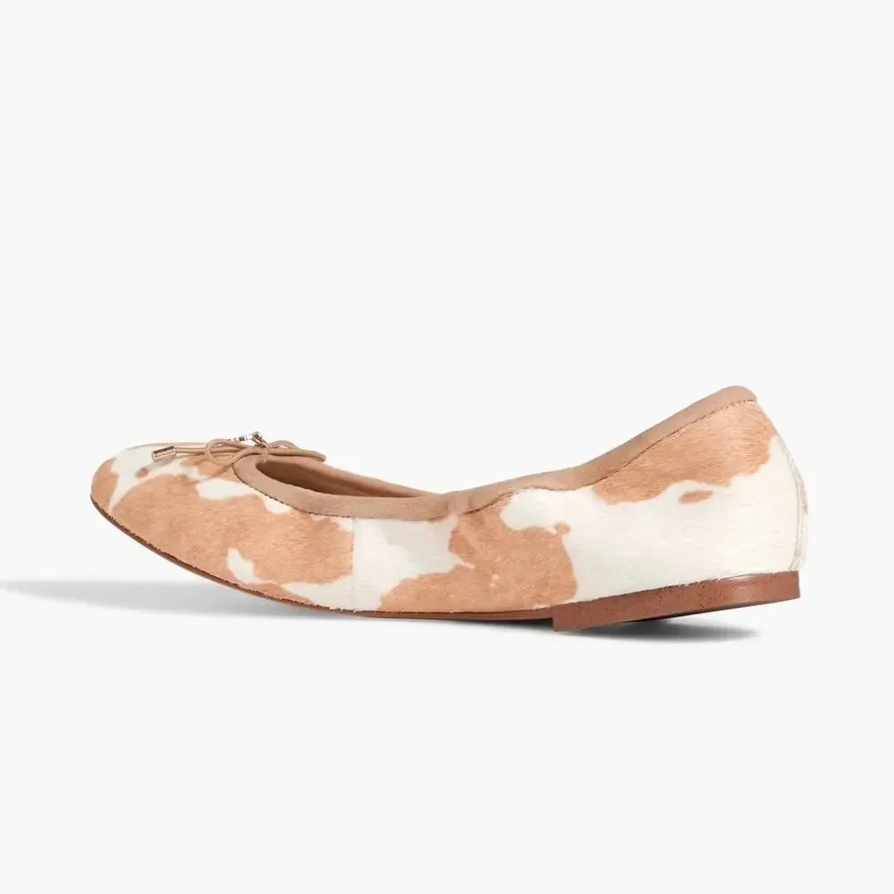 NIB Sam Edelman Felicia 9M Ballet Flats Printed Calf Hair Natural Ivory - Picture 4 of 9